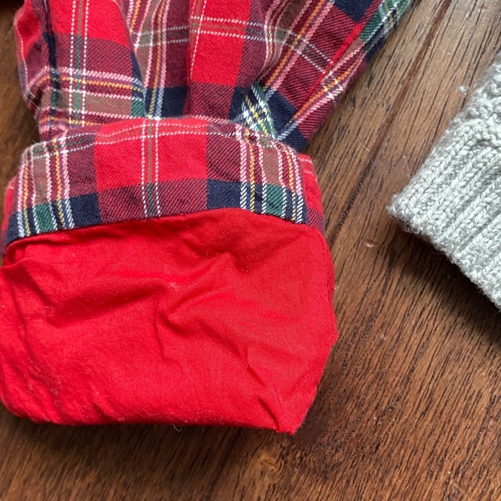 Janie and Jack Red Plaid Overalls with Gray Sweater Set - Picture 4 of 10